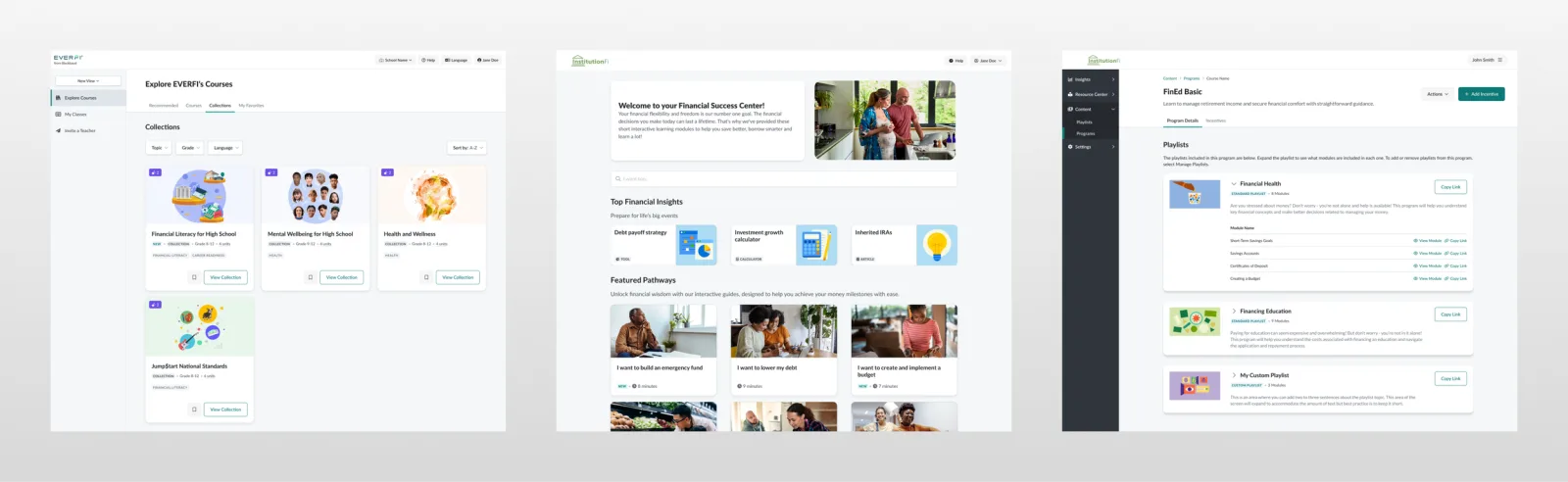 Three product scenarios shown with the new unified card design