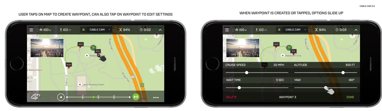 First iteration, waypoint path preview