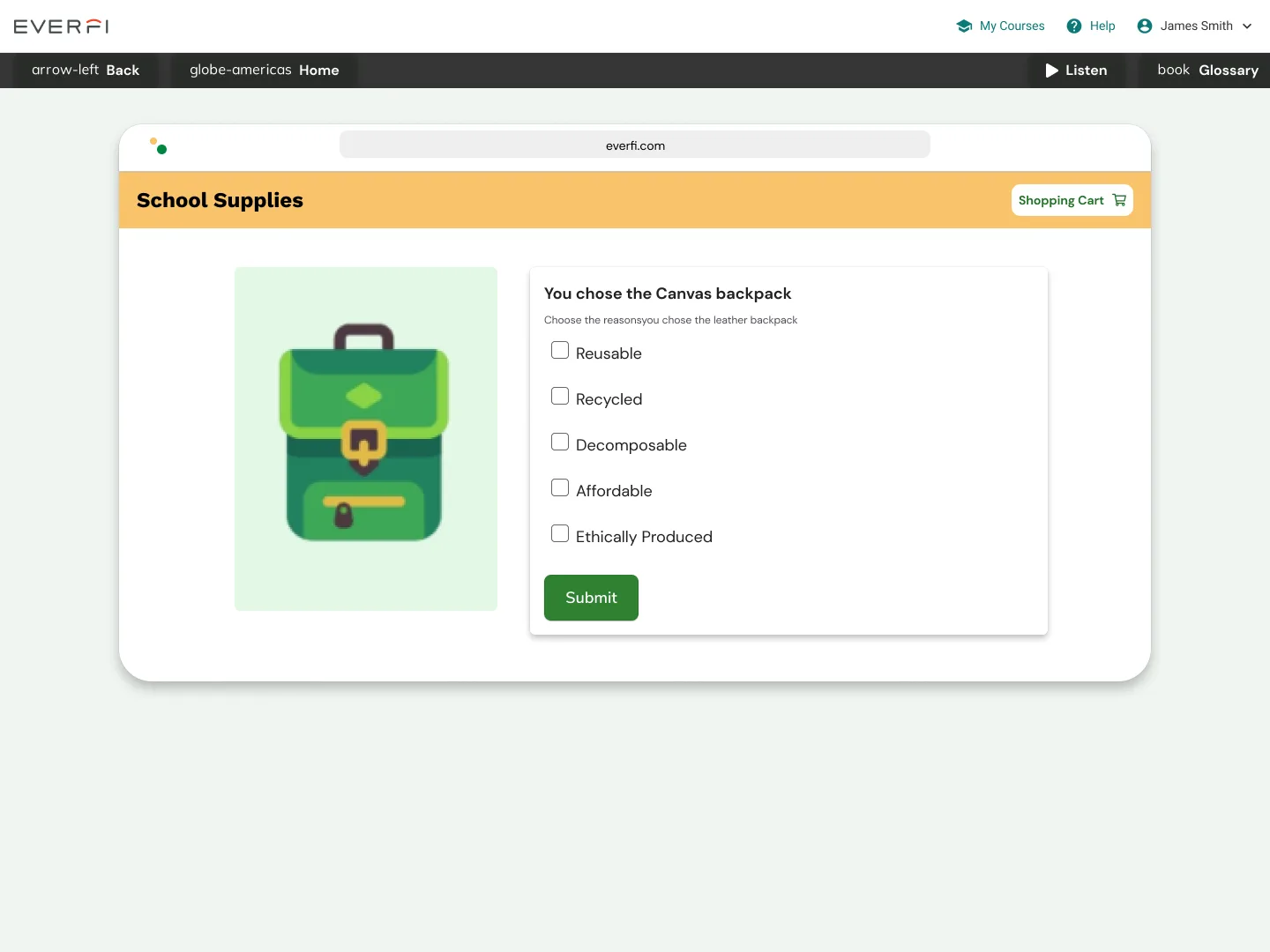Proof of concept — assessment page