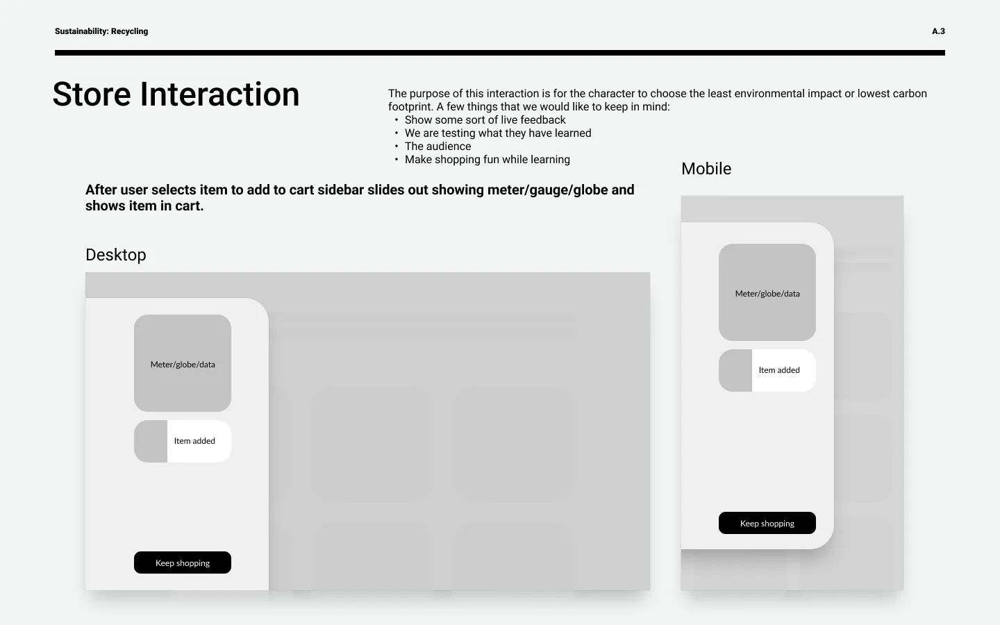 Layout ideation, interaction concept 03